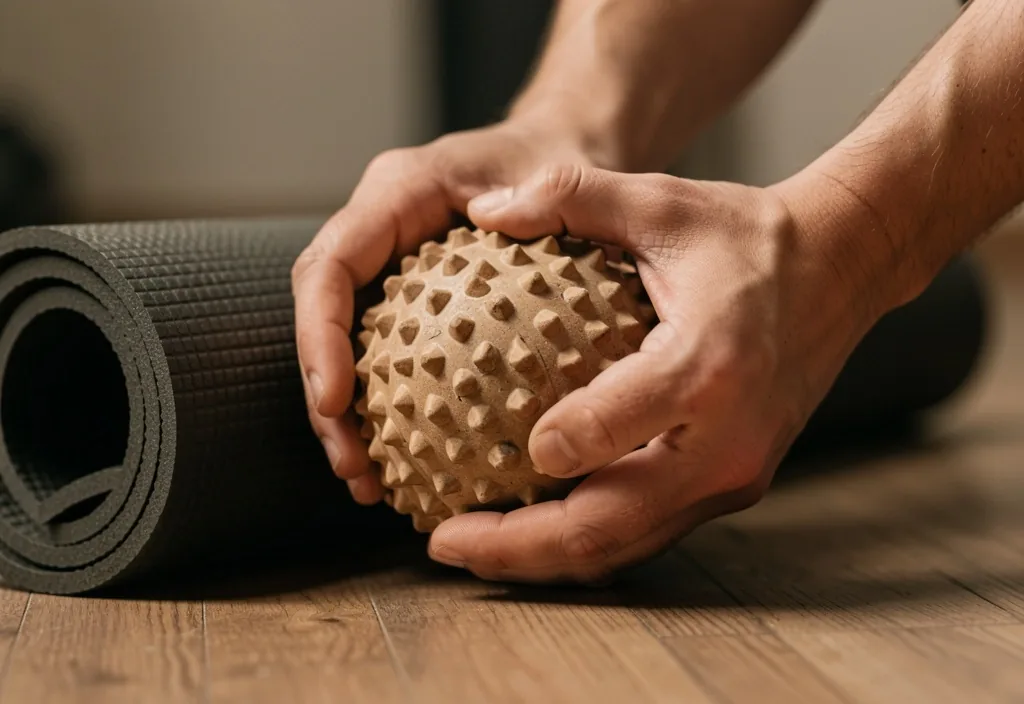 Hands holding a peanut massage ball