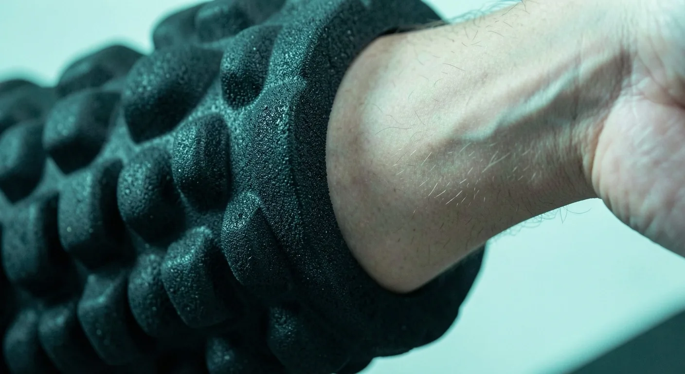 Foam roller resting on a forearm